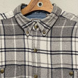 County Seat Flannel Heavy Material Size Large w/Pockets Cotton Made in Hong Kong